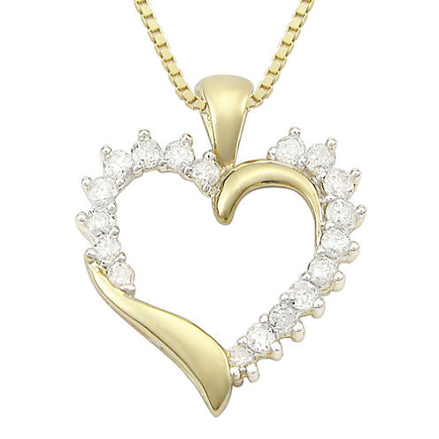 ½ CT. T.W. Diamond 10K Yellow Gold Heart Pendant Necklace