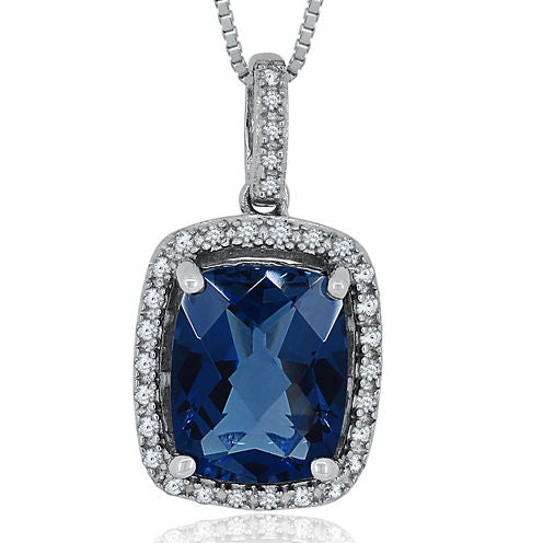 1/8 CT. T.W. Diamond & Genuine London Blue Topaz Sterling Silver Pendant