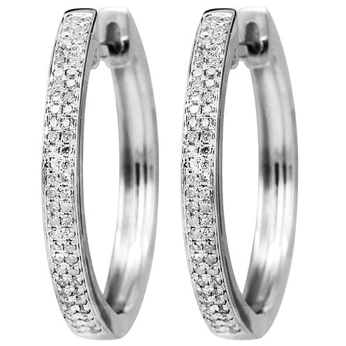 1/7 Diamond 14K White Gold Hoop Earring