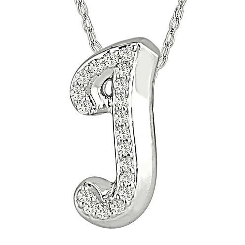 1/7 CT. T.W. Diamond Sterling Silver Initial J Pendant Necklace