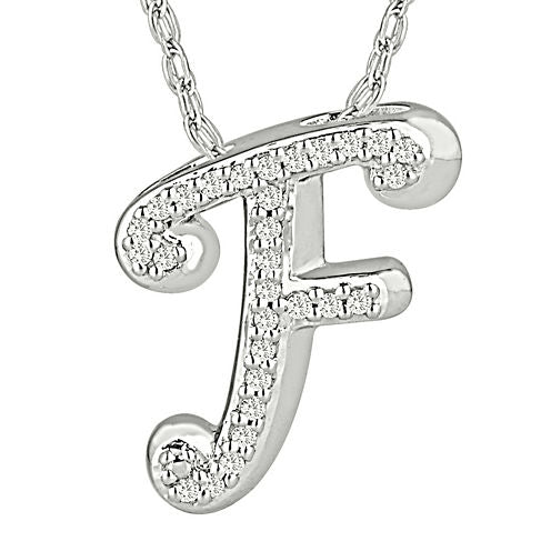 1/7 CT. T.W. Diamond Sterling Silver Initial F Pendant Necklace