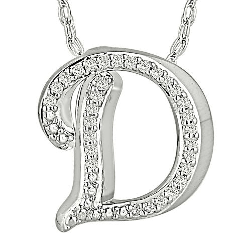 1/7 CT. T.W. Diamond Sterling Silver Initial D Pendant Necklace