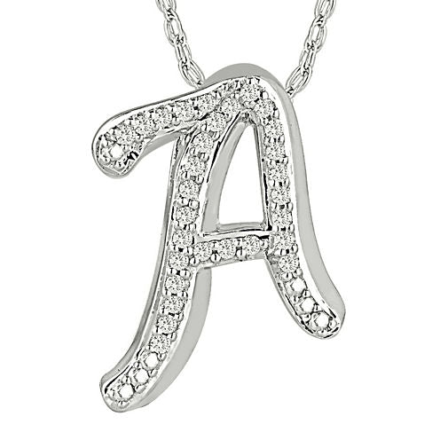 1/7 CT. T.W. Diamond Sterling Silver Initial A Pendant Necklace