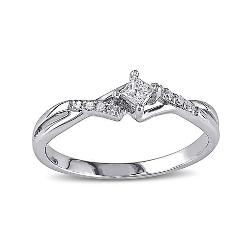 1/7 CT. T.W. Diamond 10K White Gold Twist Promise Ring