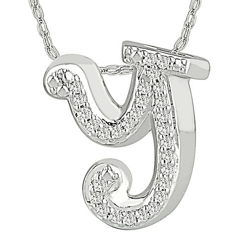 1/7 C.T. TW. Diamond Sterling Silver Y Pendant