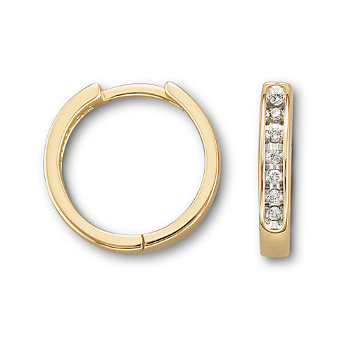 1/6 CT. T.W. Diamond 10K Yellow Gold Hoop Earrings