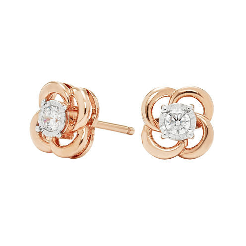 1/6 CT. T.W. Diamond 10K Rose Gold Stud Earrings