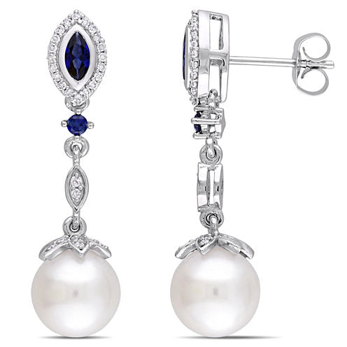 1/5 CT. T.W. White CULTURED FRESHWATER PEARLS 10K White Gold Drop Earrings