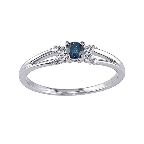 1/5 CT. T.W. White and Color-Enhanced Blue Diamond Ring