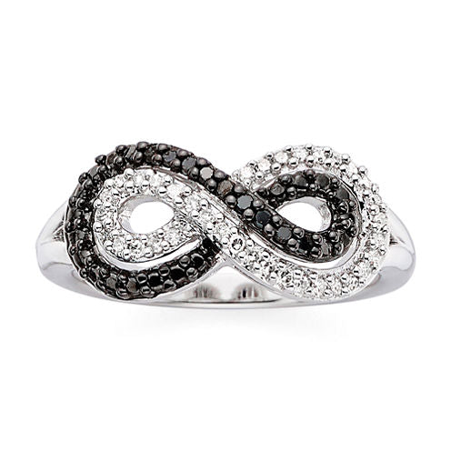 1/5 CT. T.W. White & Color-Enhanced Black Diamond Infinity Ring