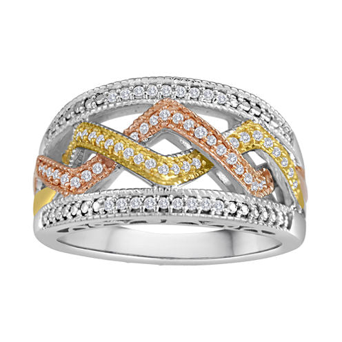 1/5 CT. T.W. Diamond Tri-Tone Ring