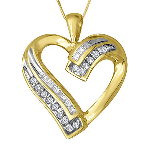 1/5 CT. T.W. Diamond 10K Yellow Gold Heart Pendant Necklace