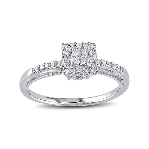 1/5 CT. T.W. Diamond 10K White Gold Quad Princess Bridal Ring