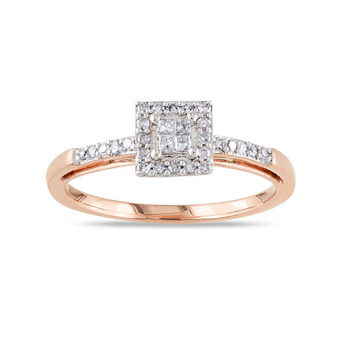 1/5 CT. T.W. Diamond 10K Rose Gold Quad Princess Bridal Ring