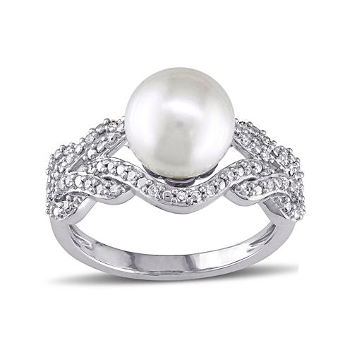 1/5 CT. T.W. Diamond & Cultured Freshwater Pearl 10K White Gold Ring