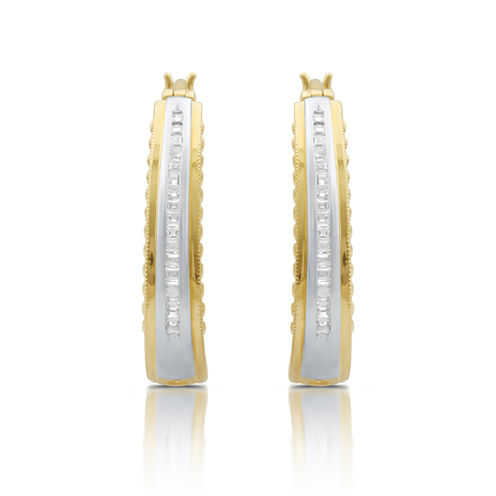 1/4 CT. T.W. White Diamond 14K Gold Over Silver Hoop Earrings