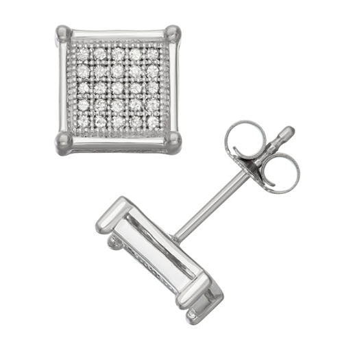 1/4 CT. T.W. White Diamond 10K White Gold 14mm Stud Earrings