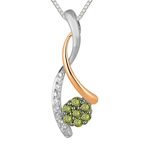 1/4 CT. T.W. White and Color-Enhanced Green Diamond Pendant Necklace