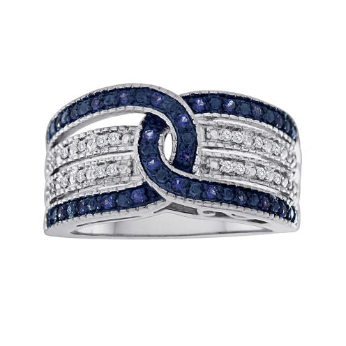 1/4 CT. T.W. White and Color-Enhanced Blue Diamond Sterling Silver Ring