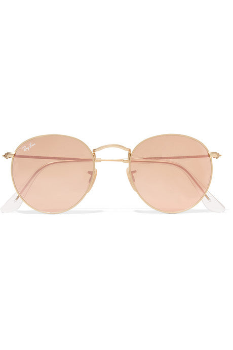 Round-frame gold-tone mirrored sunglasses