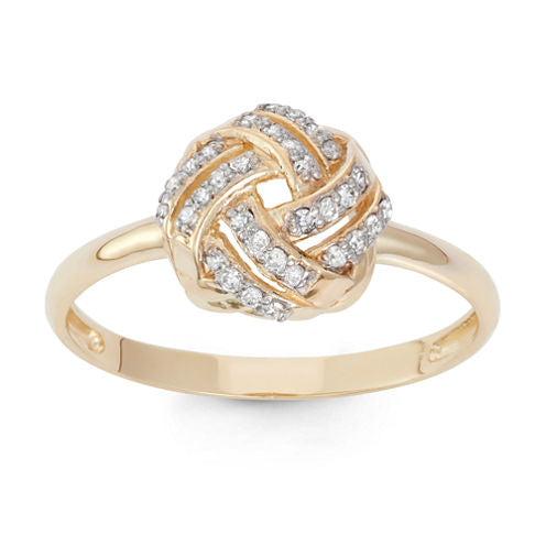 Womens 1/6 CT. T.W. White Diamond 10K Gold Cocktail Ring