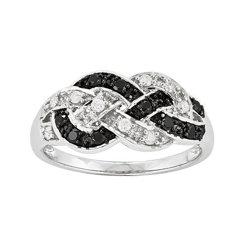 1/4 CT. T.W. White and Color-Enhanced Black Diamond Loop Ring