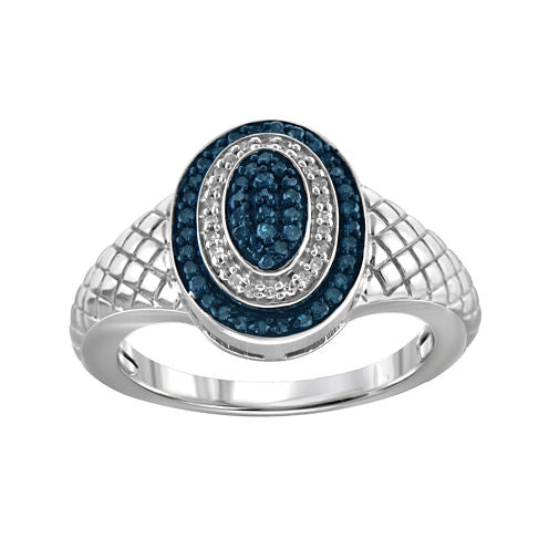 1/4 CT. T.W. White & Color-Enhanced Blue Diamond Sterling Silver Ring