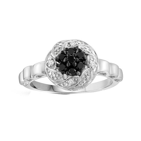 1/4 CT. T.W. White & Color-Enhanced Black Diamond Sterling Silver Ring