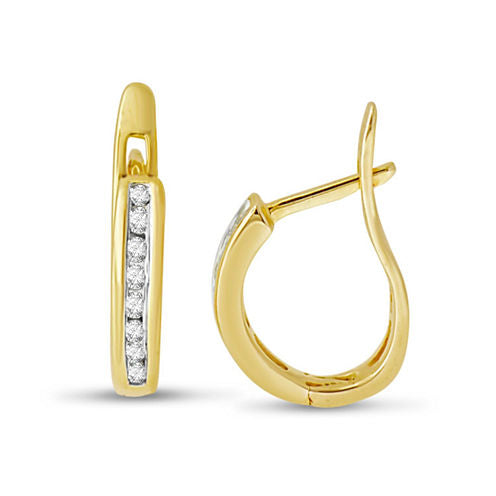 1/4 CT. T.W. GENUINE White Diamond 10K GOLD Hoop Earrings