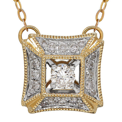 1/4 CT. T.W. Diamond Square Pendant Necklace