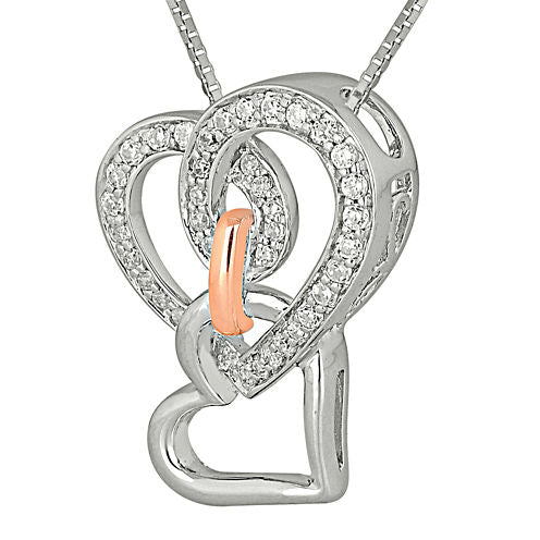 1/4 CT. T.W. Diamond Linked Heart Pendant Necklace