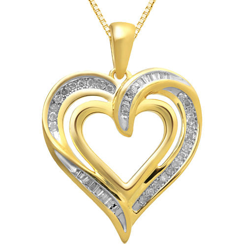 1/4 CT. T.W. Diamond Heart Pendant Necklace 14K Gold Over Sterling Silver