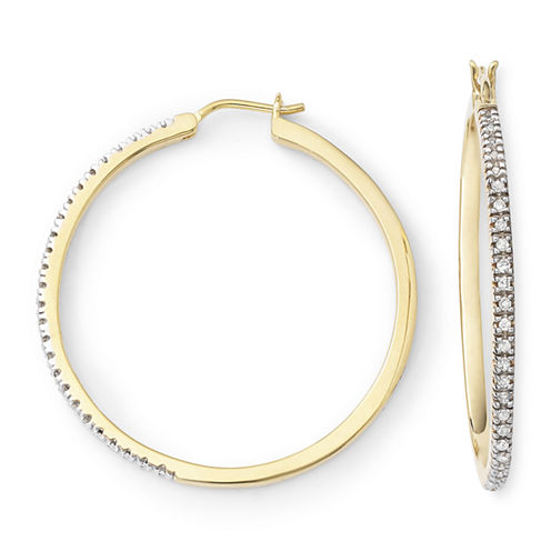 1/4 CT. T.W. Diamond 14K Gold-Plated Hoop Earrings