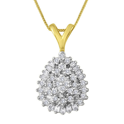 1/4 CT. T.W. Diamond 10K Yellow Gold Pear-Shaped Cluster Pendant Necklace