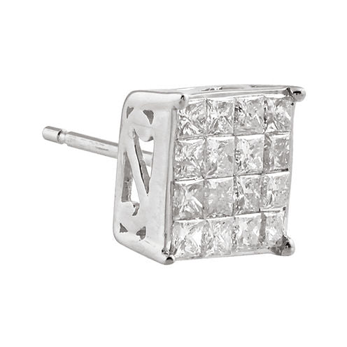 1/4 CT. T.W. Diamond 10K White Gold Half Stud Earring