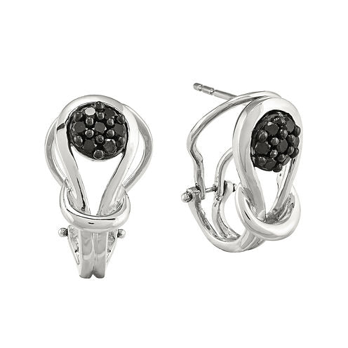 1/4 CT. T.W. Color-Enhanced Black Diamond Sterling Silver Love Knot Post Earrings