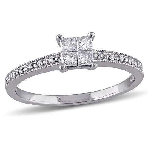 1/3 CT. T.W. Princess White Diamond 10K Gold Engagement Ring