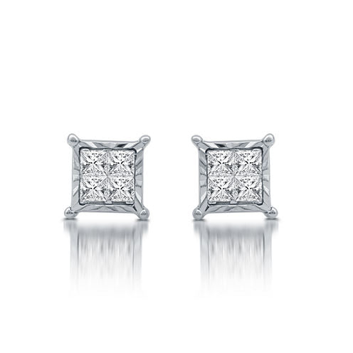 1/3 CT. T.W. Genuine White Diamond Sterling Silver 6.2mm Stud Earrings