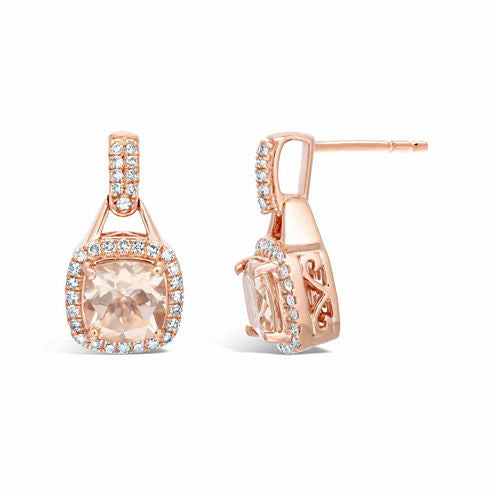 1/3 CT. T.W. Genuine Champagne Morganite 10K Gold Drop Earrings