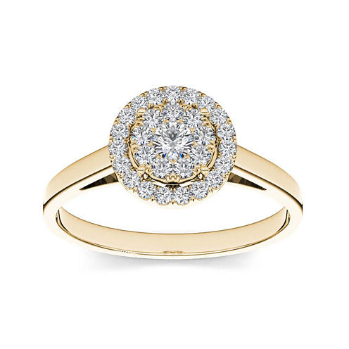 1/3 CT. T.W. Diamond 10K Yellow Gold Round Cluster Engagement Ring