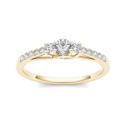 1/3 CT. T.W. Diamond 10K Yellow Gold 3-Stone Engagement Ring