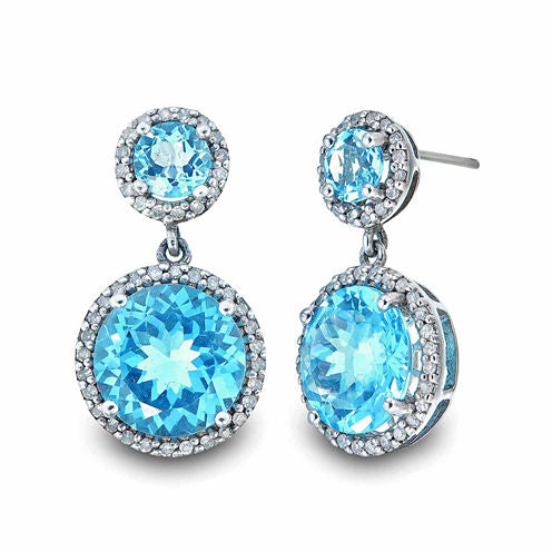 1/3 CT. T.W. Blue Blue Topaz Sterling Silver Drop Earrings