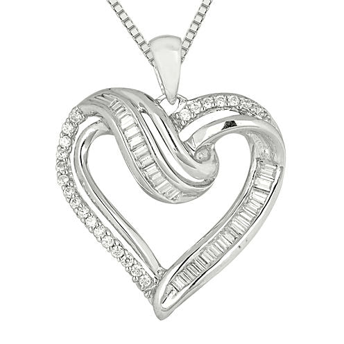 1/3 C.T. TW Diamond Sterling Silver Heart Pendant Necklace