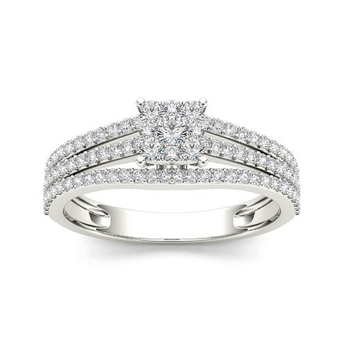 1/2 CT.T.W. Diamond 10K White Gold Engagement Ring