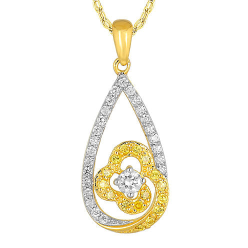 1/2 CT. T.W. White and Enhanced Yellow Diamond 10K Yellow Gold Pendant Necklace