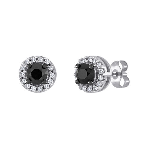 1/2 CT. T.W. White and Color-Enhanced Black Diamond Stud Earrings