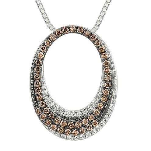 1/2 CT. T.W. White and Champagne Diamond Circle Pendant Necklace