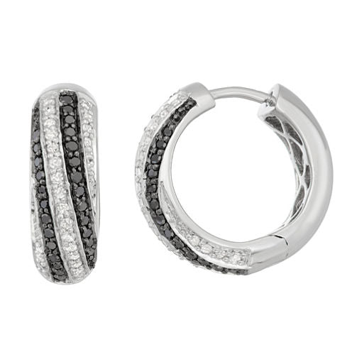 1/2 CT. T.W. Multi Color Diamond Sterling Silver 15mm Hoop Earrings