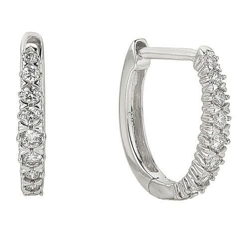 1/2 CT. T.W. GENUINE White Diamond 10K GOLD Hoop Earrings