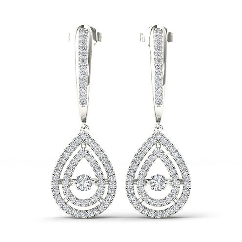 1/2 CT. T.W. Genuine White Diamond 10K Gold Drop Earrings